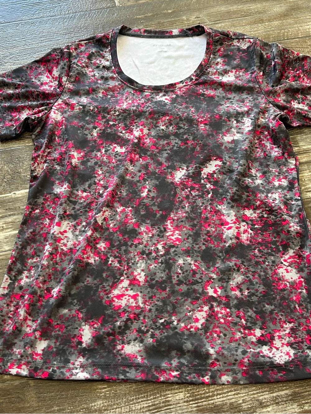 Sport-Tek Women’s Short-Sleeve Scoop Neck Top - Pink & Gray